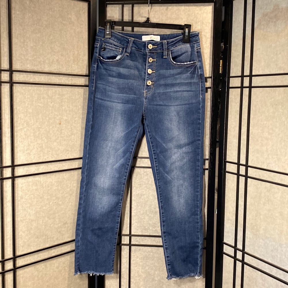 KanCan size 30 high waisted skinny jeans raw hem button fly stretch